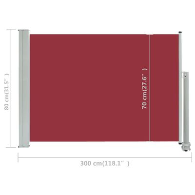 vidaXL Uttrekkbar sidemarkise 80x300 cm rød