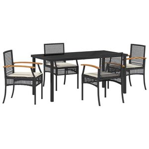 vidaXL Hage Spisegruppe med pute 5 pcs Svart Rotting