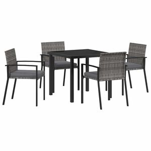 vidaXL Hage Spisegruppe 5 pcs Gr&aring; Pulverlakkert st&aring;l