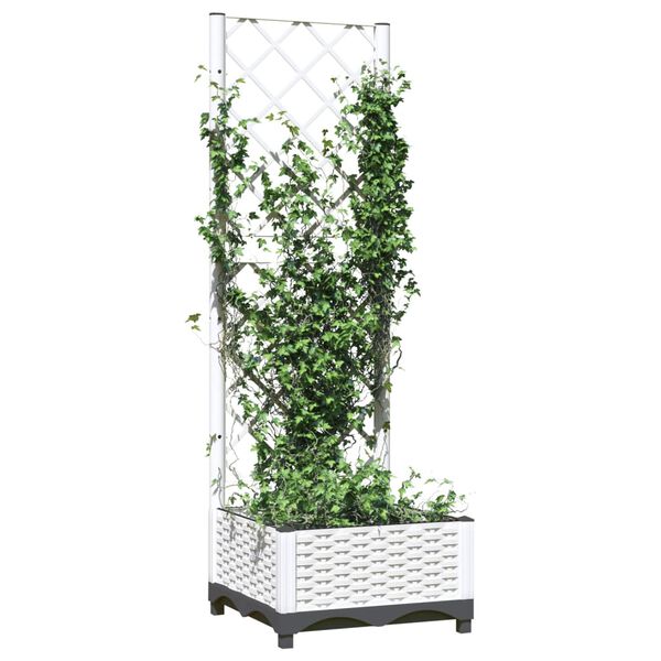 vidaXL Plantekasse med espalier hvit 40x40x121,5 cm PP