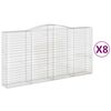 vidaXL Gabionkurver buede 8 stk 400x50x200/220 cm galvanisert jern