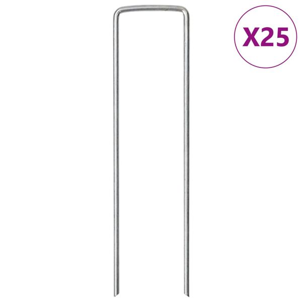 vidaXL Jordplugger U-formet 25 stk 15x3,5 cm galvanisert st&aring;l