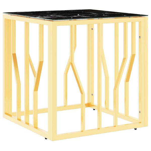 vidaXL Salongbord gull 50x50x50 cm rustfritt stål og glass