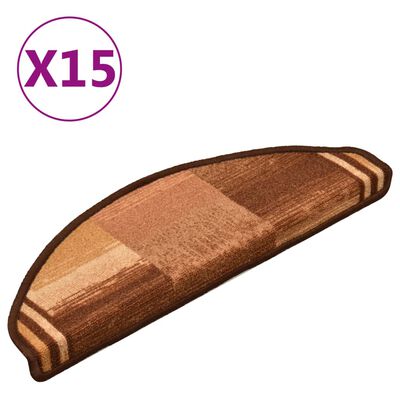vidaXL Selvklebende trappematter 15 stk brun 65x21x4 cm
