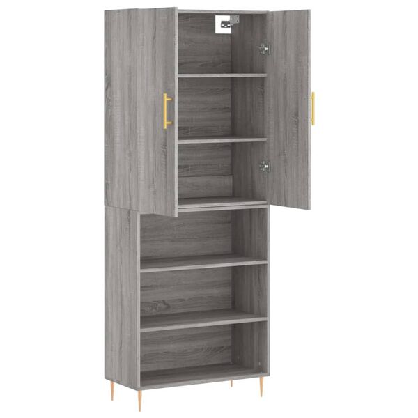vidaXL Highboard gr&aring; sonoma 69,5x34x180 cm konstruert tre
