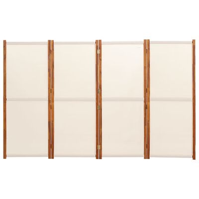 vidaXL Romdeler 4 paneler kremhvit 280x180 cm