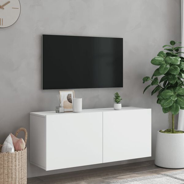 vidaXL Vegghengt TV-benk hvit 100x30x41 cm