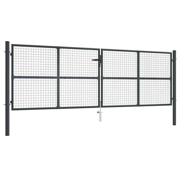 vidaXL Hageport av netting galvanisert st&aring;l 400x125 cm gr&aring;