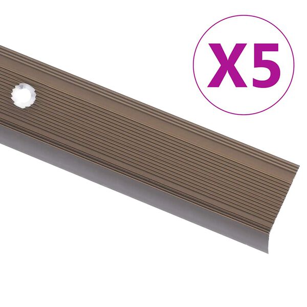 vidaXL Trappeneser L-form 5 stk aluminium 90 cm brun