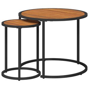 vidaXL Kaffebord Sett 2 stk. Naturlig og svart 55 x 55 x 45 cm