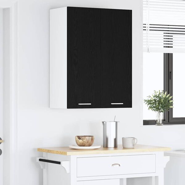 vidaXL Hengende skap med d&oslash;r Svart Eik 60 x 31 x 80 cm Konstruert tre