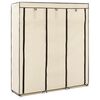 vidaXL Garderobe med skap og stenger kremhvit 150x45x175 cm stoff