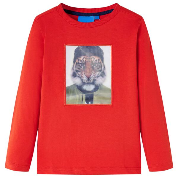 T-skjorte for barn med lange ermer rød 104