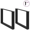 vidaXL Salongbordben U-formet 2 stk svart 60 x (42-43) cm st&aring;l