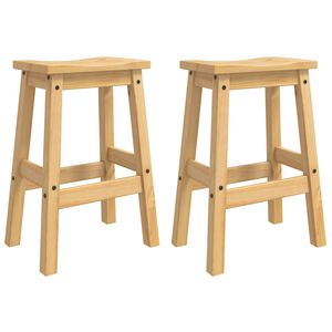 vidaXL Barstol 2 stk. Honningvoks 44 x 30 x 63 cm Massiv furu