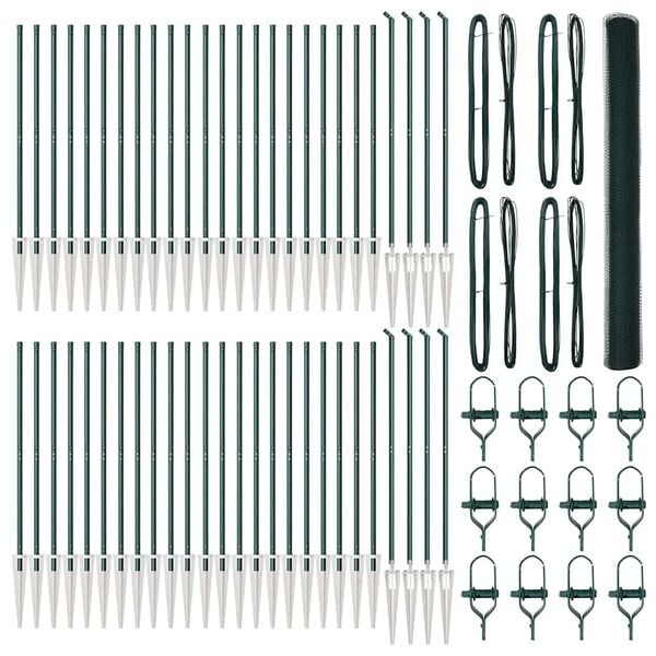 vidaXL Gjerde med innlegg. gr&oslash;nn 1.6 x 100 m PVC-belagt st&aring;l