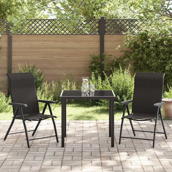 vidaXL Hage Spisegruppe 3 pcs Svart kaffe Poly rattan