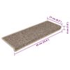 vidaXL Selvklebende trappematter sisal 15 stk 65x21x4 cm mørk beige