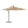 vidaXL Hageparasoll med LED med st&aring;lstang brun 290x290x238 cm