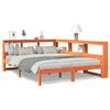 vidaXL Seng med bokhylle uten madrass voksbrun 140x190 cm heltre furu