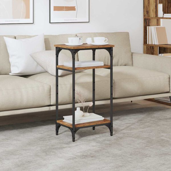 vidaXL Sidetabell med hylle Gamle tre 40 x 30 x 75 cm Konstruert tre