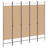 vidaXL 5-panel romdeler Beige 200 x 180 cm Stoff
