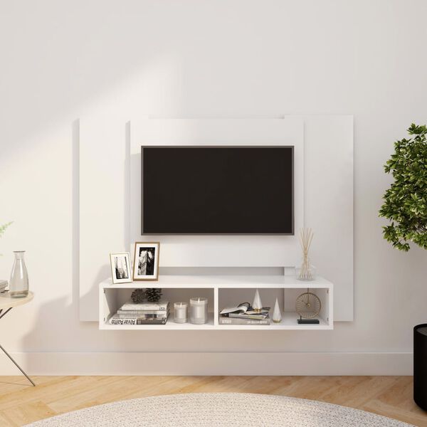 vidaXL Veggmontert TV-benk hvit 120x23,5x90 cm konstruert tre