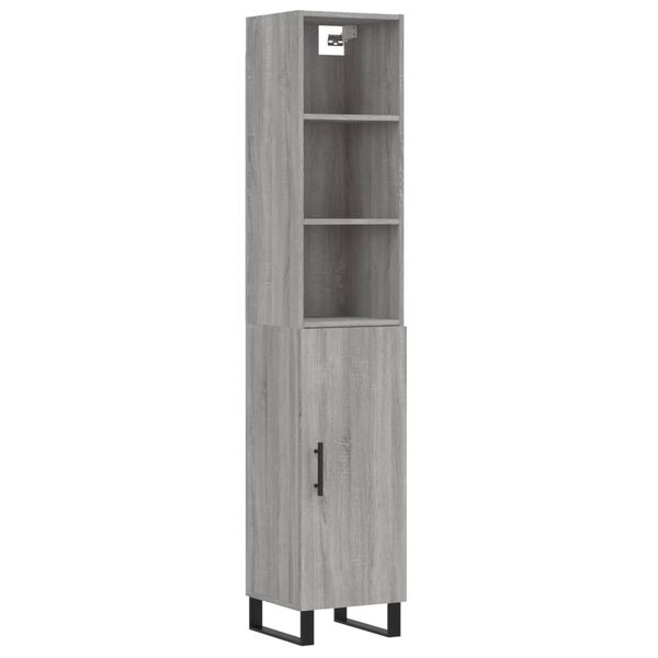 vidaXL Highboard gr&aring; sonoma 34,5x34x180 cm konstruert tre