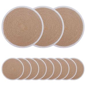 vidaXL Jute Placemets 12 stk. Naturlig og Hvit 100% Tossa Jute