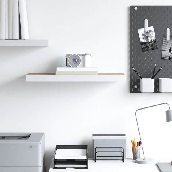 vidaXL Flytende vegghylle eik og hvit 60x23,5x3,8 cm MDF