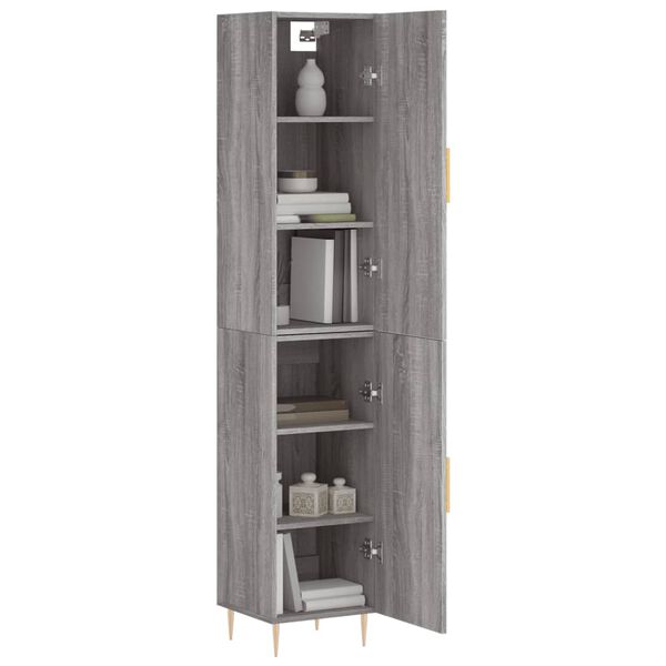 vidaXL Highboard gr&aring; sonoma 34,5x34x180 cm konstruert tre