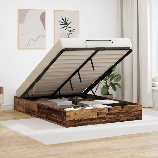 vidaXL Ottoman sengeramme Gammelt tre 193 x 120 x 25 cm Sponplate