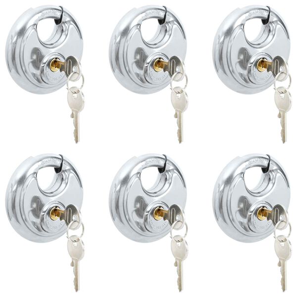 vidaXL Discus-l&aring;ser med n&oslash;kler 6 pcs s&oslash;lv 8 x 2.8 x 8 cm