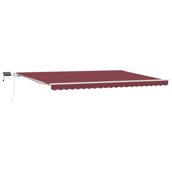 vidaXL Manuell uttrekkbar markise med LED burgunder 500x300 cm