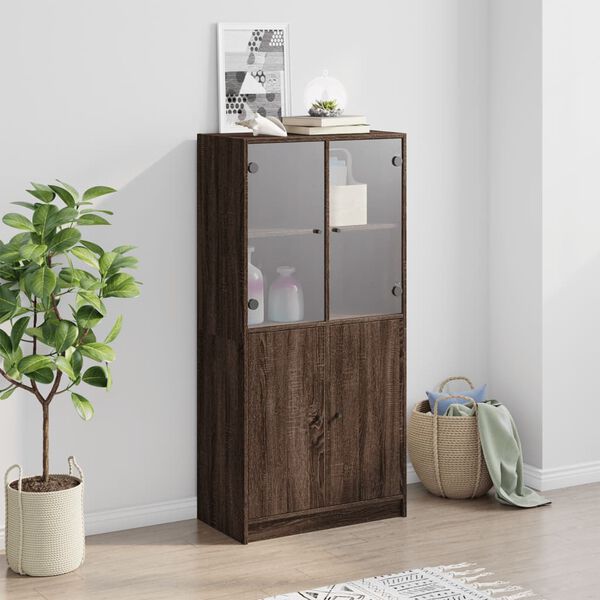 vidaXL Highboard med dører brun eik 68x37x142 cm konstruert tre