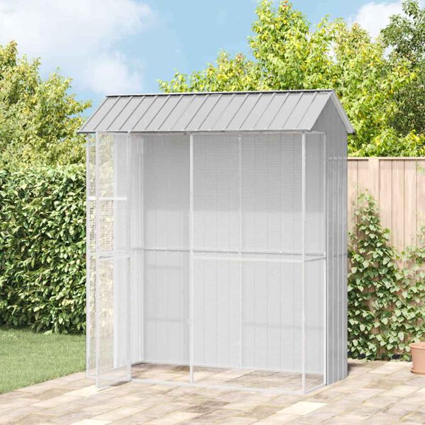 vidaXL Fuglebur med lagring Gr&aring; 215 x 110 x 247 cm Galvanisert St&aring;l