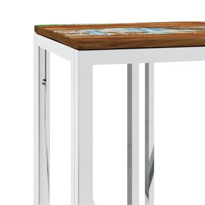vidaXL Konsollbord sølv rustfritt stål og gjenvunnet heltre
