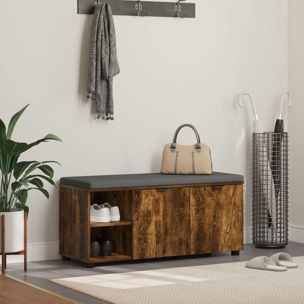 vidaXL Gangbenk med pute Ensfarget R&oslash;kt eik 100 x 38 x 46 cm