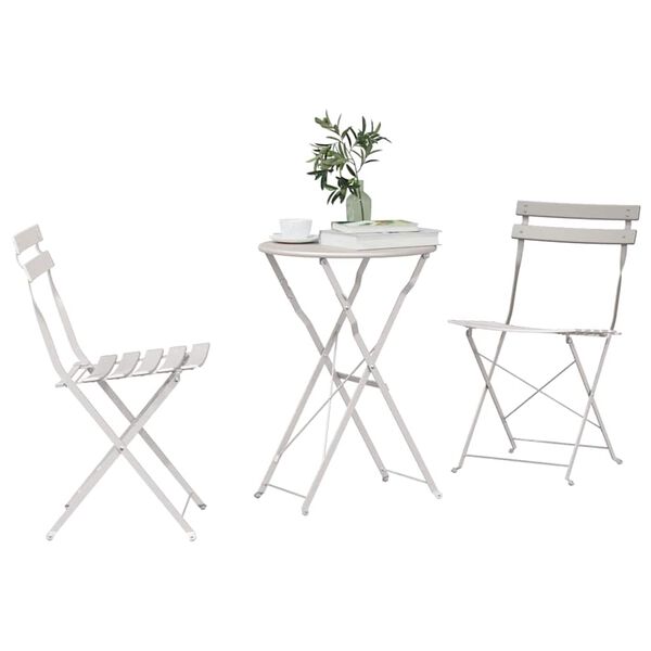 vidaXL Sammenleggbart Bistrosett 3 pcs Beige St&aring;l