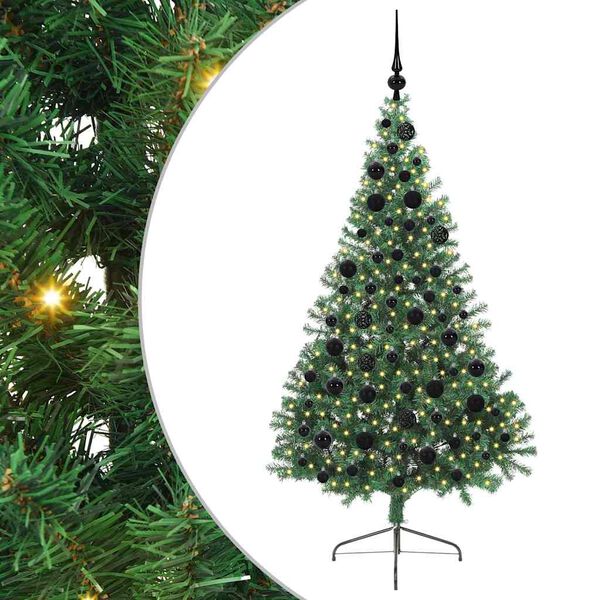 vidaXL Kunstig Forh&aring;ndsopplyst Juletre med 300 LED gr&oslash;nn 180 cm PVC