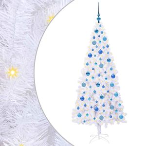vidaXL Kunstig juletre med 300 LED med stativ Hvit 180 cm PVC og st&aring;l