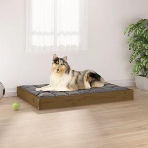 vidaXL Hundeseng honningbrun 91,5x64x9 cm heltre furu