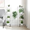 vidaXL Blomsterstativ med hjul 94,5x24,5x91,5 cm hvit jern