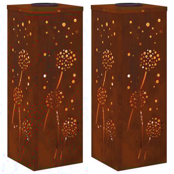 vidaXL Solenergi LED stibelys 2 pcs Corten St&aring;l Corten St&aring;l