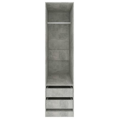 vidaXL Garderobe med skuffer betonggrå 50x50x200 cm sponplate
