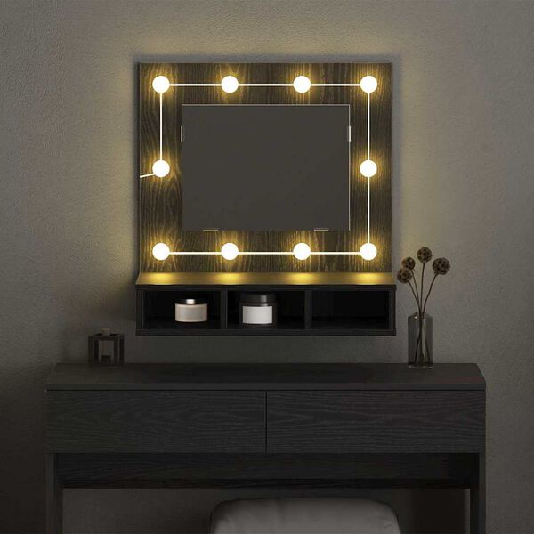 vidaXL Speilskap med hylle Svart Eik 60 x 31,5 x 62 cm Konstruert tre