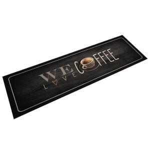 vidaXL Kj&oslash;kkenteppe vaskbar Coffee tekst 45x150 cm fl&oslash;yel