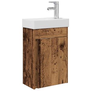 vidaXL Badev&aelig;relses enhet med kran Gammelt tre 40,5 x 22,5 x 62 cm