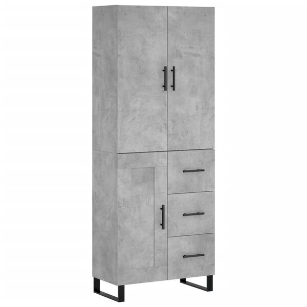 vidaXL Highboard betonggrå 69,5x34x180 cm konstruert tre