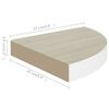 vidaXL Hjørnehyller vegghengt 4 stk eik og hvit 25x25x3,8 cm MDF